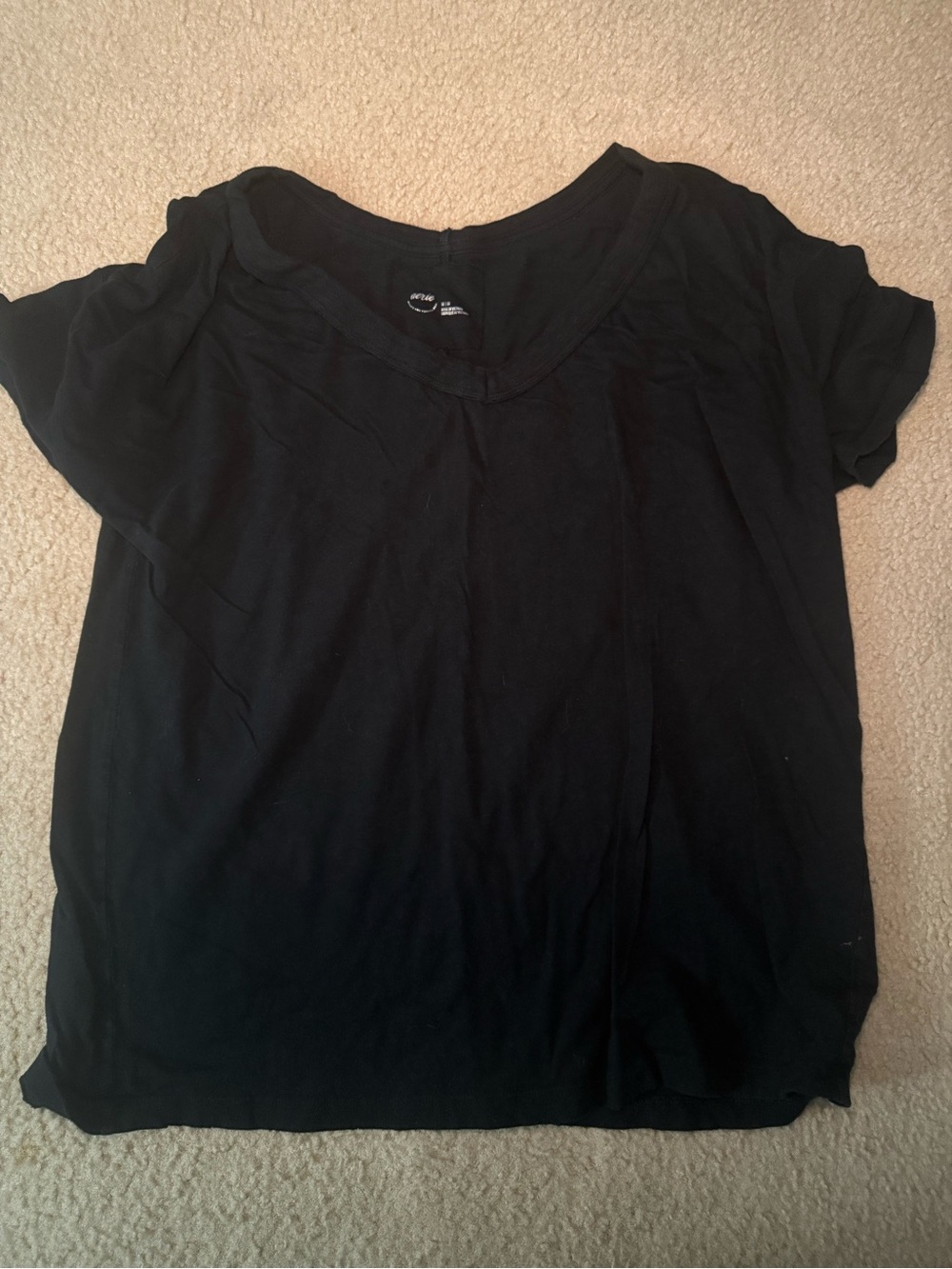 aerie Black V-Neck Short Sleeve Tee